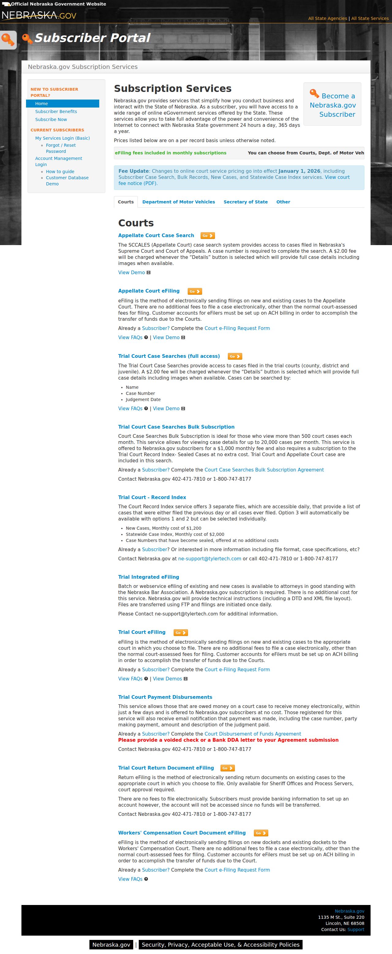 Blaine County case search subscriber search options