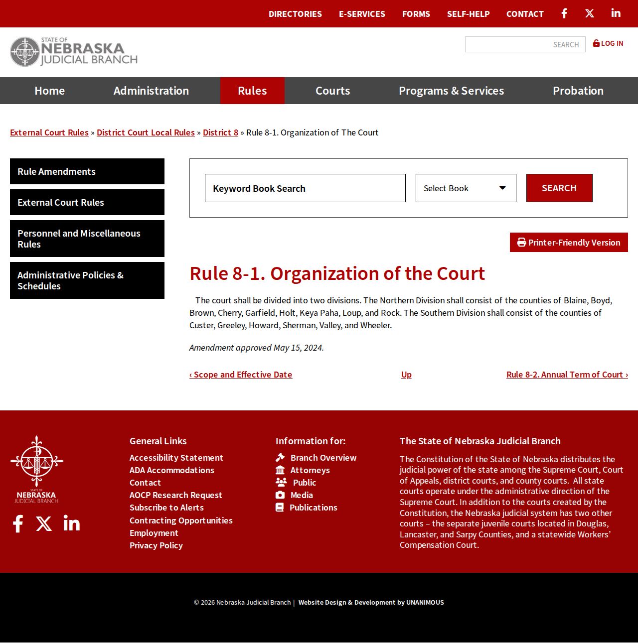 Blaine County civil docket District 8 court organization rule