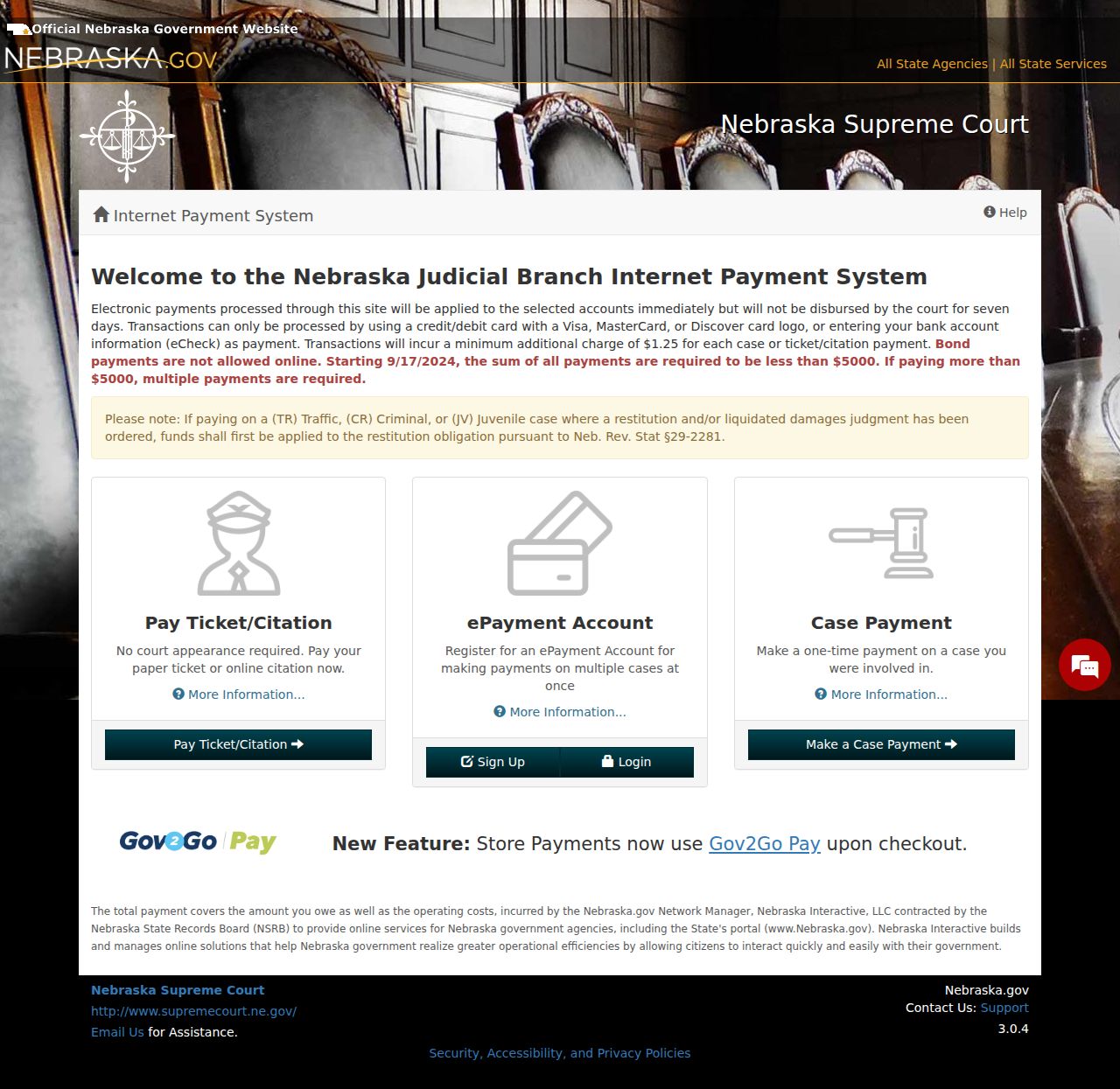 Blaine County civil docket Nebraska Court ePayments access
