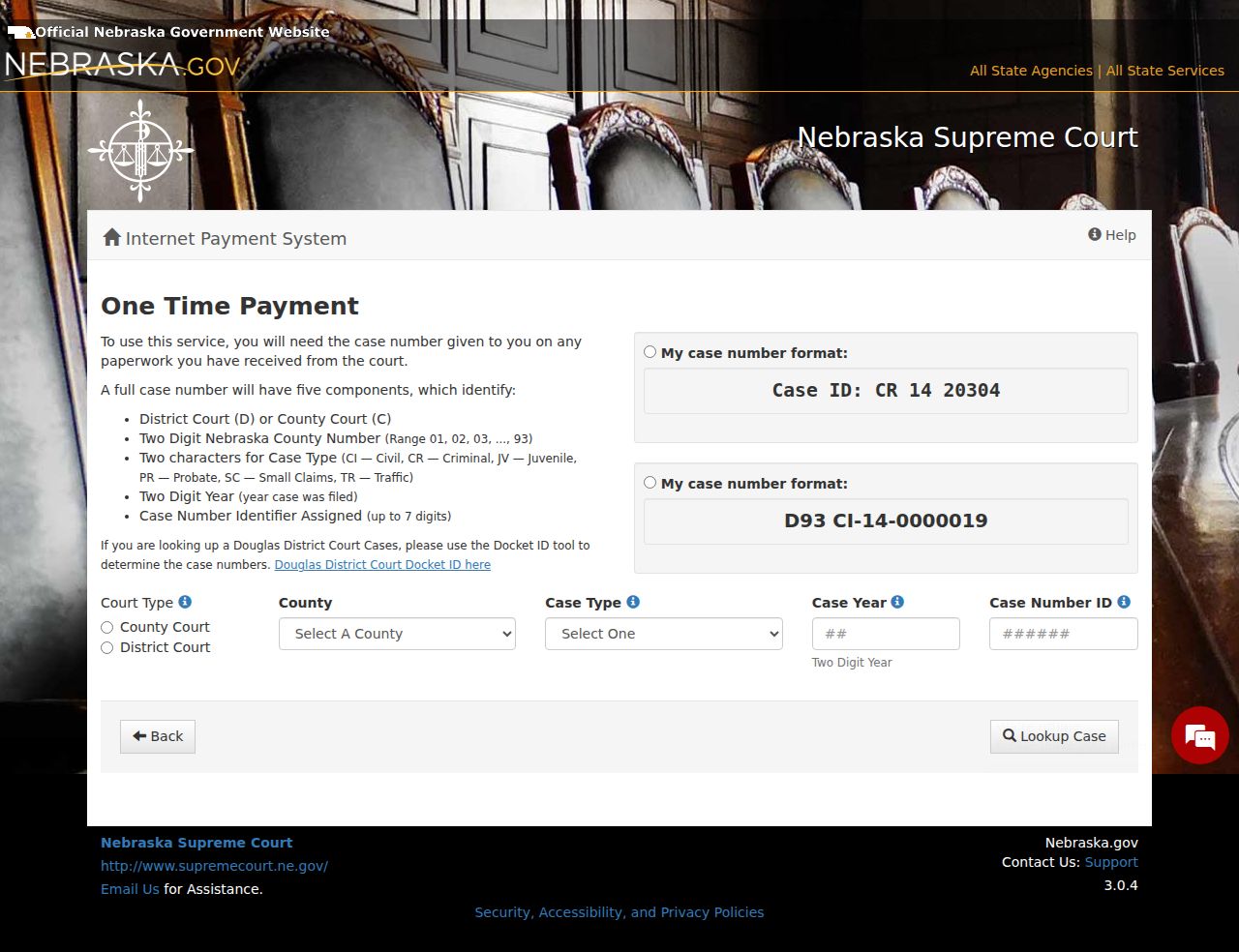 Blaine County traffic court records ePayment case form